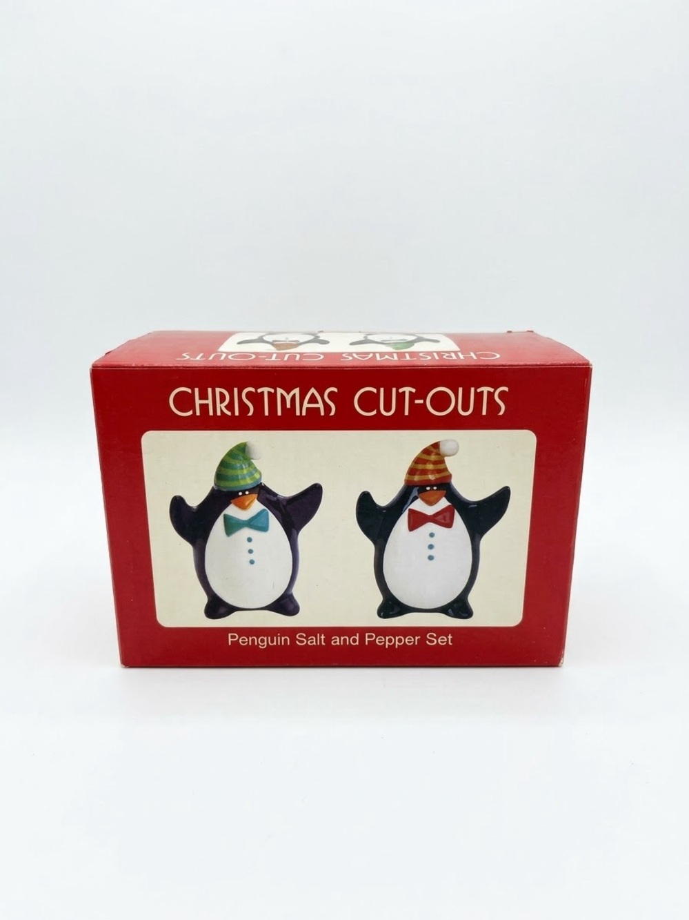 Vintage “Christmas Cut Outs” Penguin Salt & Pepper Shaker Set / In Original Box